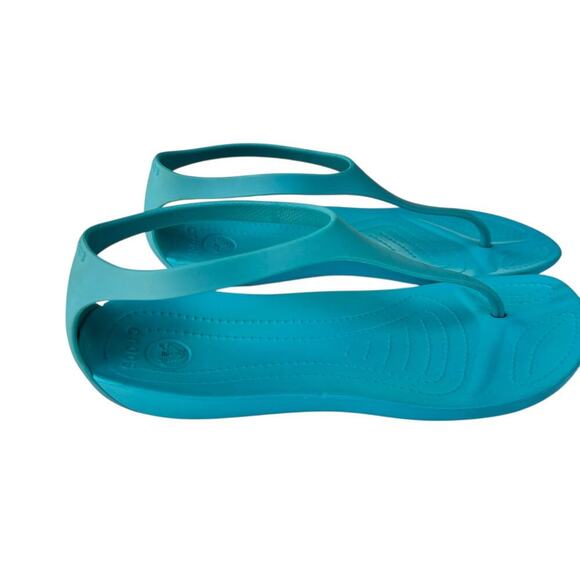 CROCS Womens Serena Sandal Size 9 Turquoise/ Blue Sexi Flip Flop Thong - Picture 5 of 8